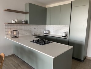 Fridge, microwave, oven, stovetop - Modern Apartment, Glorious Views and Terrace (Mellieha)