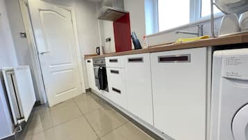 Fridge, microwave, oven, electric kettle