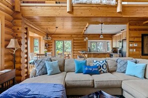 TV, fireplace, table football, books