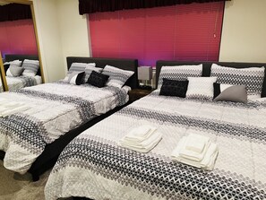 3 bedrooms, desk, iron/ironing board, travel cot