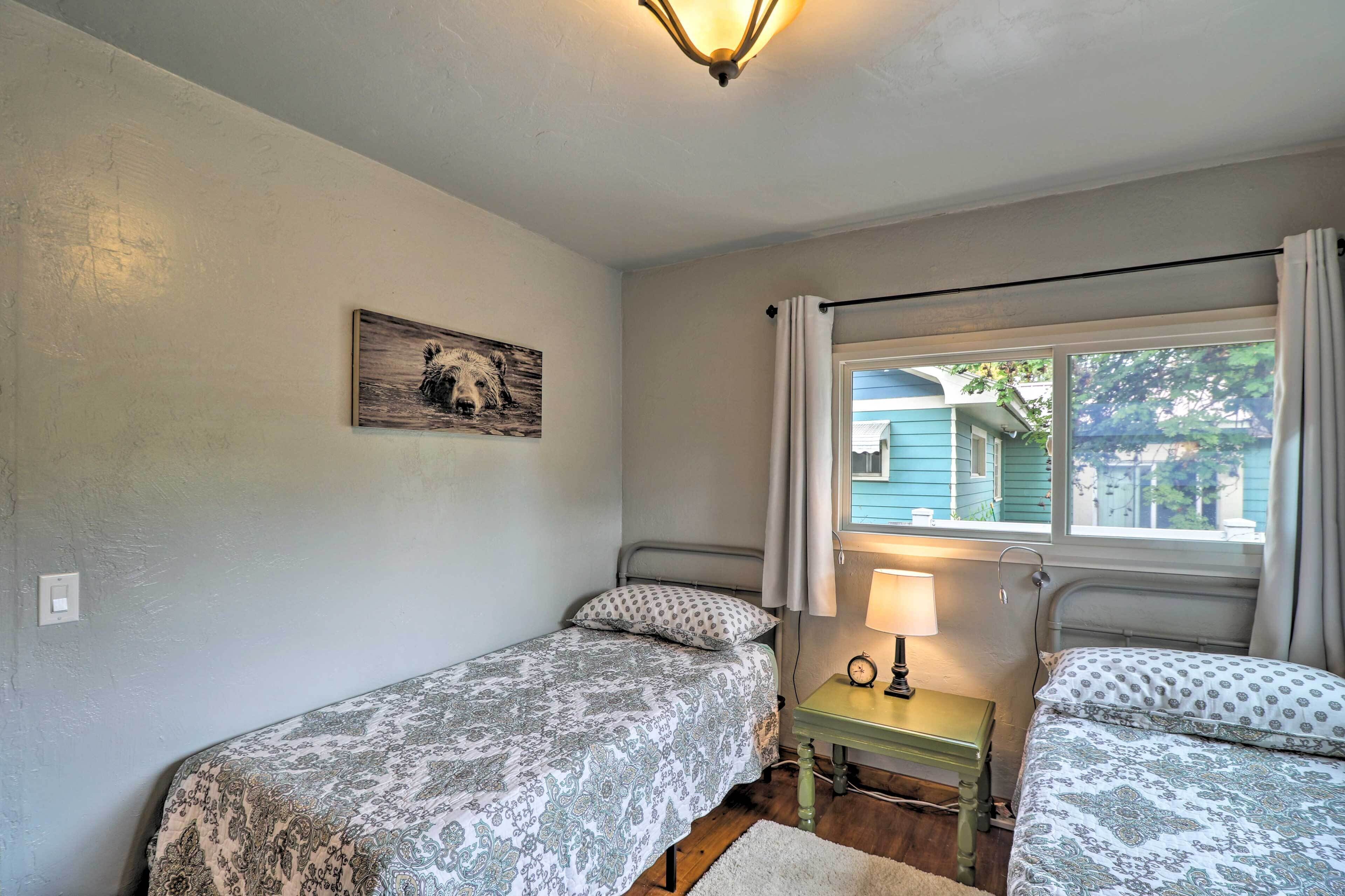 2 bedrooms, blackout curtains, iron/ironing board, travel cot