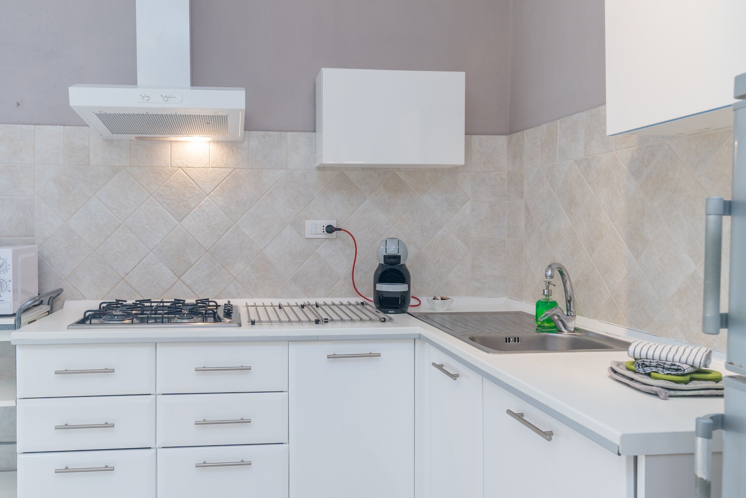 Kühlschrank, Mikrowelle, Herdplatte, Geschirrspüler