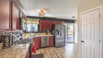 Fridge, microwave, oven, dishwasher