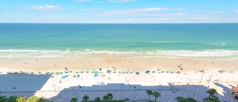 On the beach, beach towels