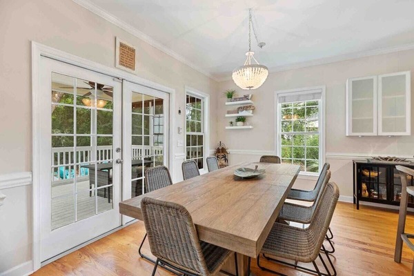 Beautiful new Pottery Barn dining set is a great place for a meal or board game!