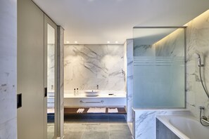 Eco-friendly toiletries, hair dryer, bathrobes, slippers