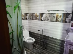 Shower, free toiletries, towels