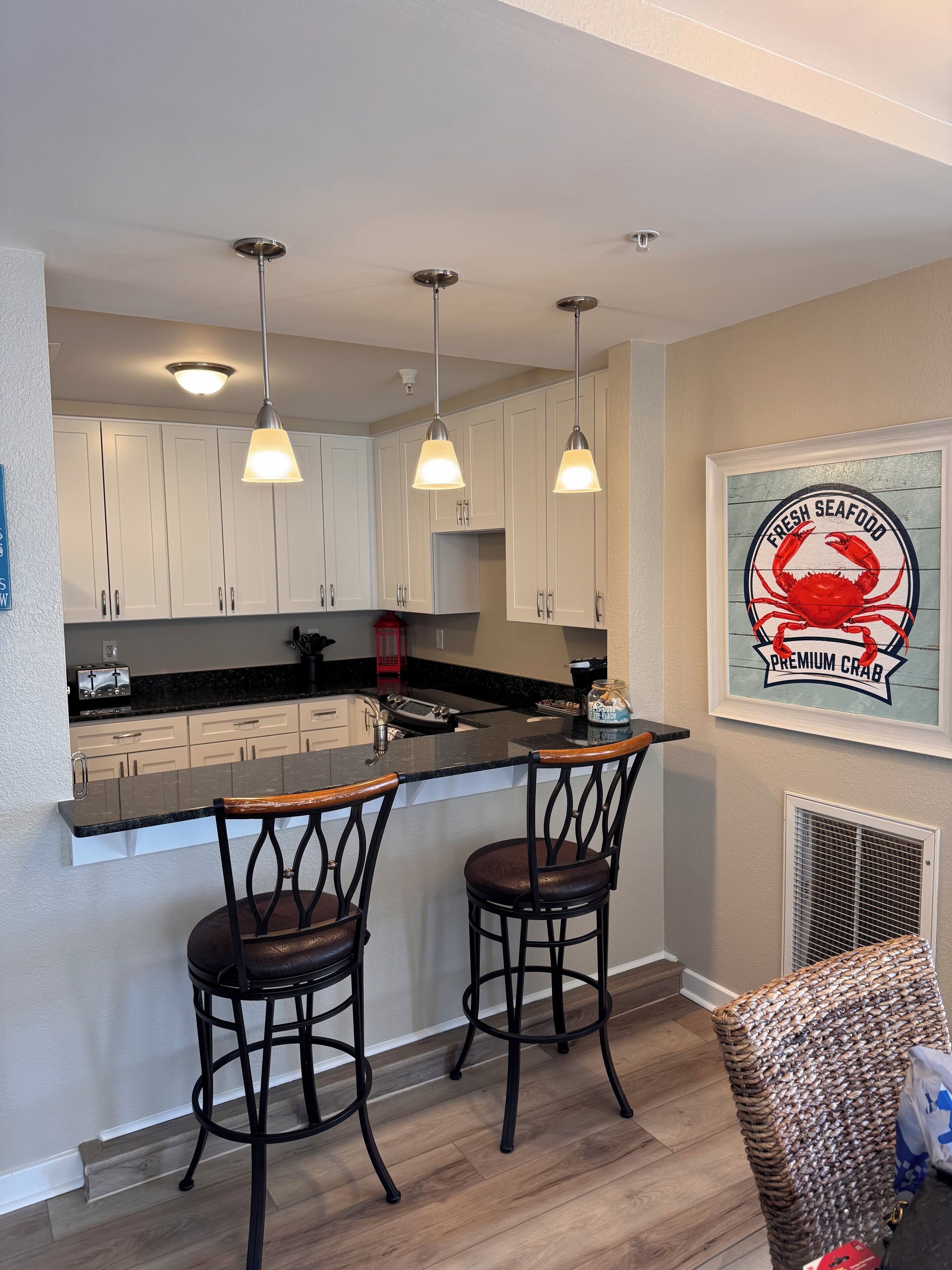 Fridge, microwave, oven, dishwasher