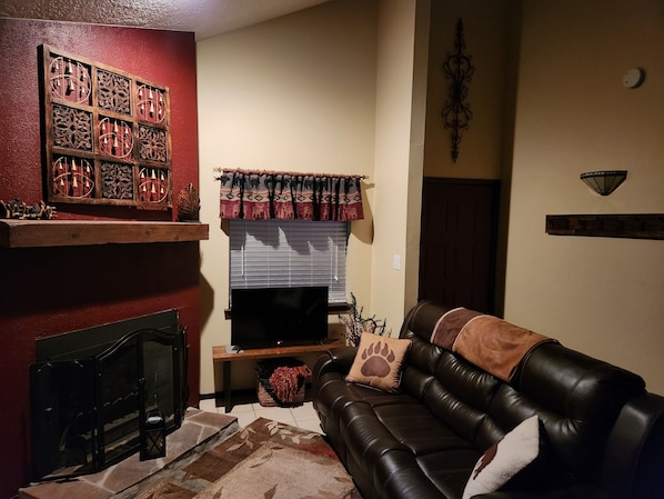 TV, fireplace