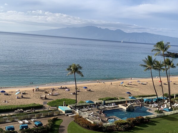 On the beach, sun loungers, beach towels - Whaler Tower II - 1 Bedroom Condo with Beautiful Ocean View (Lahaina)