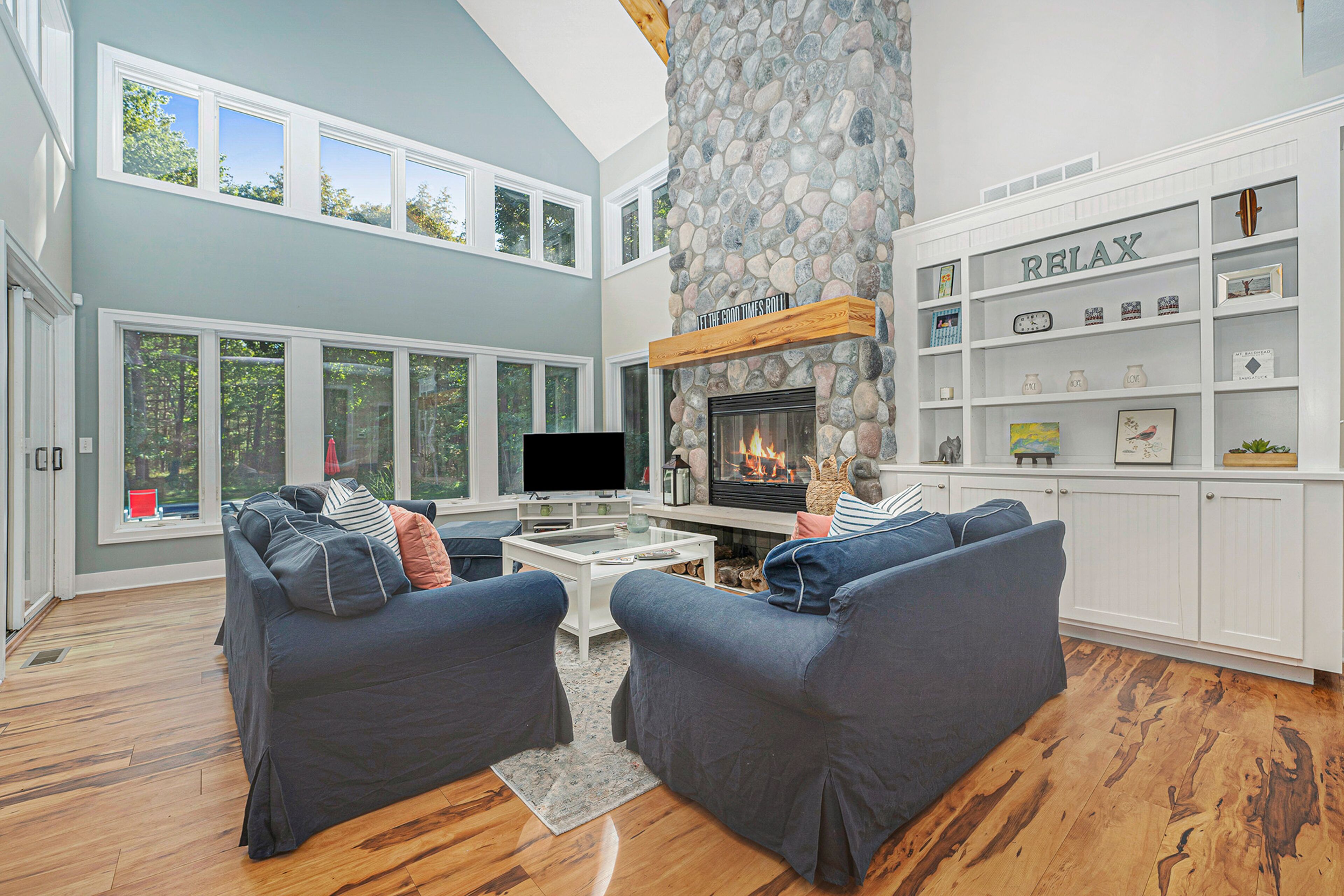 Spacious Home with Two Fireplaces, Game Room, & Private Pool - Walk to the Lake