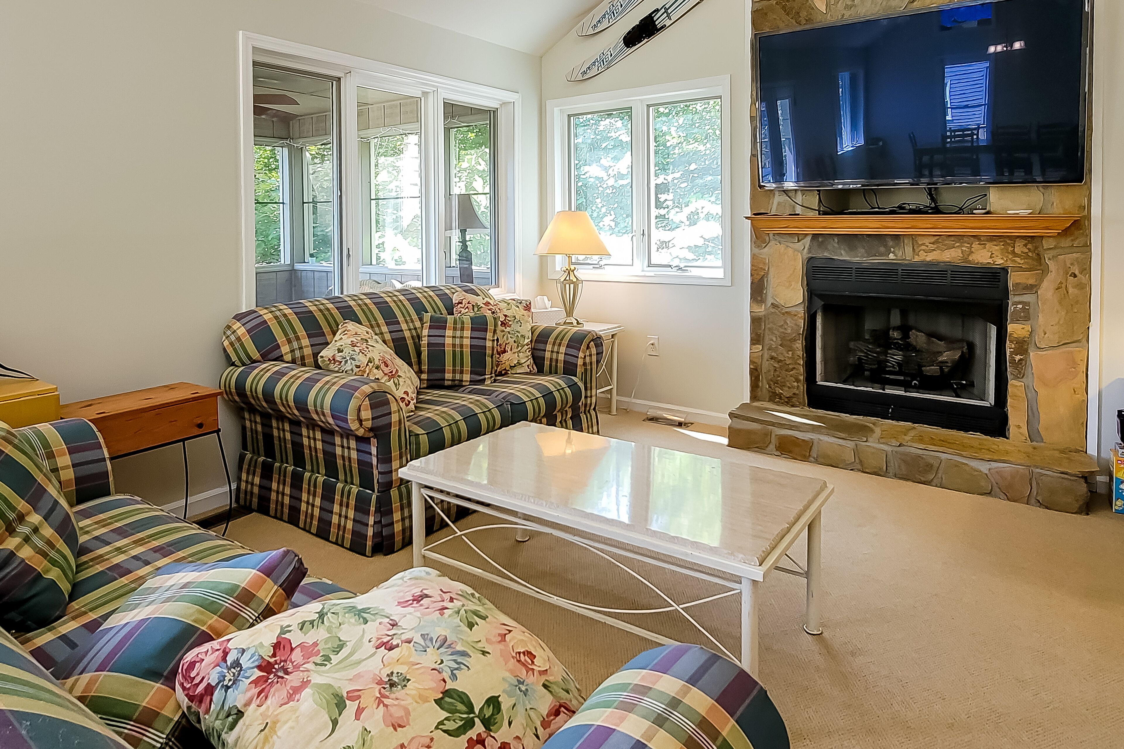 Lakefront retreat with 2 decks, private dock, boat slip, kayak & firepit