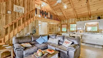 Télévision, cheminée, livres