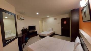 Desk, free WiFi, bed sheets