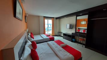 Desk, free WiFi, bed sheets