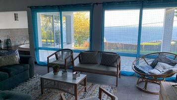 Een televisie en een open haard