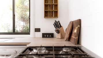Oven, stovetop, dishwasher, cookware/dishes/utensils