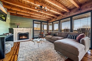 TV, fireplace, table football