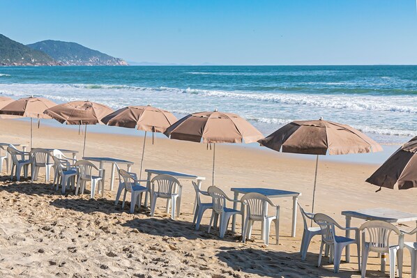 On the beach, white sand