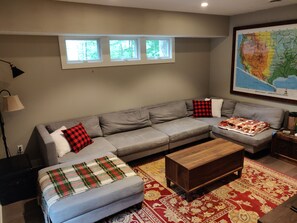 Smart TV, chimenea, videojuegos, libros