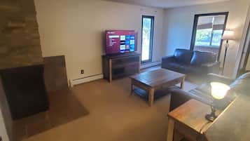 Een smart-tv, een open haard, videogames en een dvd-speler