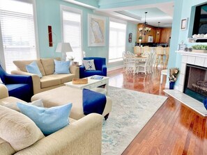 TV, fireplace, offices