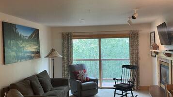 Smart TV, fireplace, DVD player