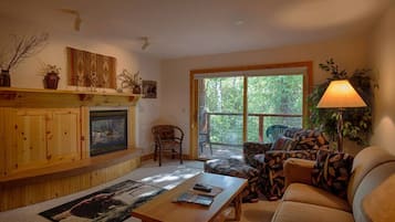 Smart TV, fireplace, DVD player