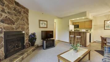 TV connectée, cheminée, lecteur de DVD