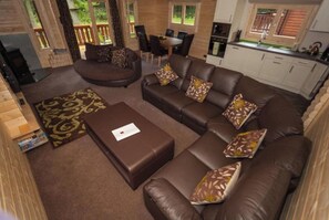 Smart TV, fireplace, video games, DVD player