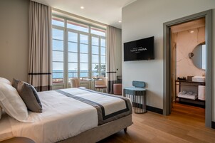 Premier Double Room, 1 Bedroom, Terrace, Sea View | Frette Italian sheets, premium bedding, down comforters, minibar