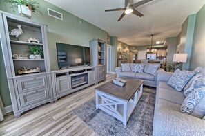 Living area - Luxury Beachfront Condo.  Spacious Balcony! Gorgeous Ocean Views!  Includes beach service! (Panama City Beach)