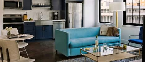 Studio Deluxe, 1 très grand lit et 1 canapé-lit | Coin séjour