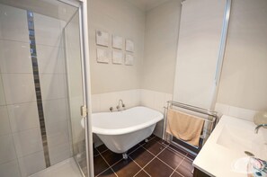 Enjoy a relaxing soak in the bathtub or refreshing shower.