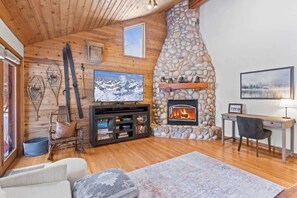 TV, fireplace, offices