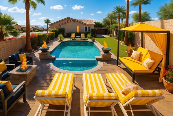 Piscine extérieure, piscine chauffée