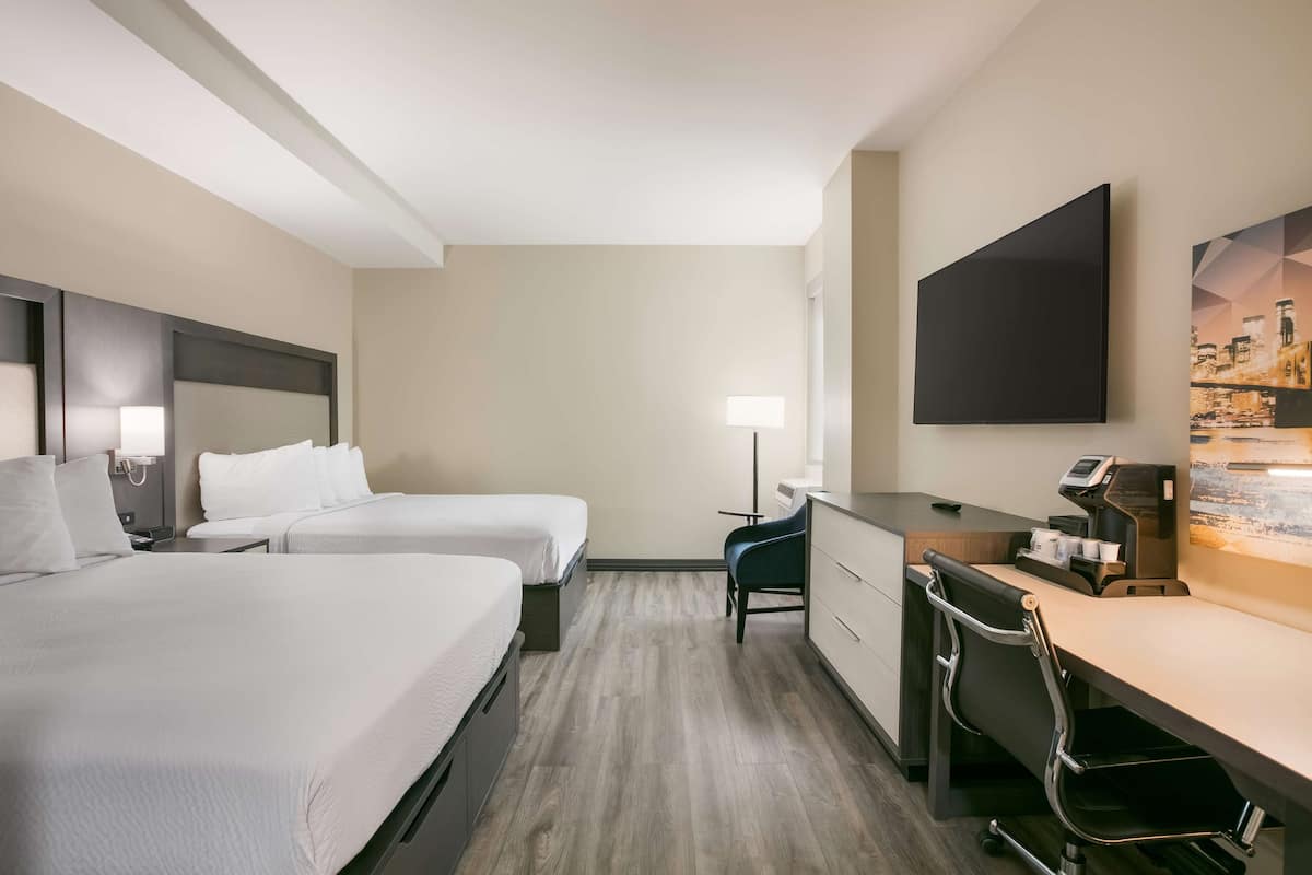 Standard Room, 2 Queen Beds, Non Smoking | Laptop workspace, cribs (free), WiFi (free), bed sheets