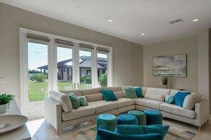 Smart TV, fireplace, video games, table football