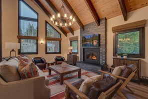 TV, caminetto, impianto stereo