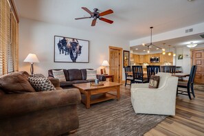 TV, fireplace, DVD player, stereo