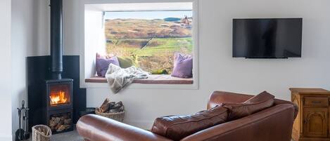 Télévision, cheminée