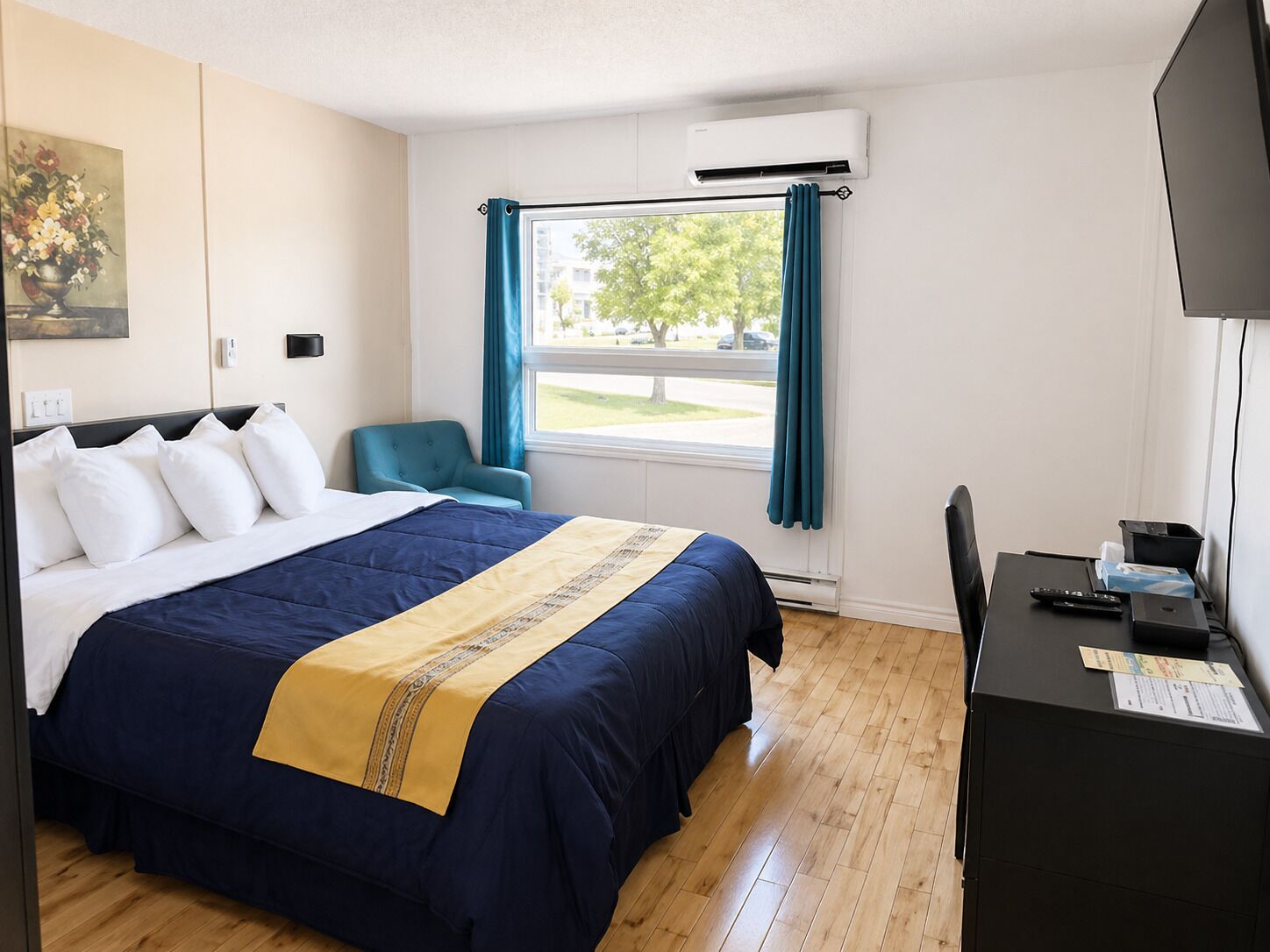 Premium bedding, individually furnished, desk, laptop workspace