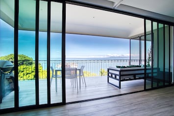 Spacious private balcony with ocean view