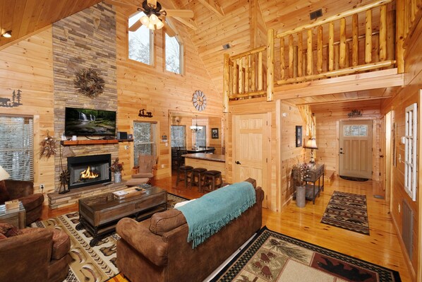 Smart TV, fireplace, video games, table football