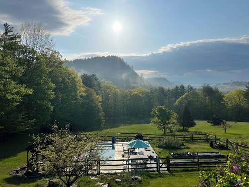 Modern private home 30 acres w/ pool, river, billiards, & near 4 ski mtns