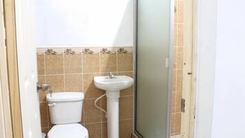 Regadera, secadora de cabello, toallas, jabón