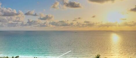 On the beach, sun-loungers, beach towels