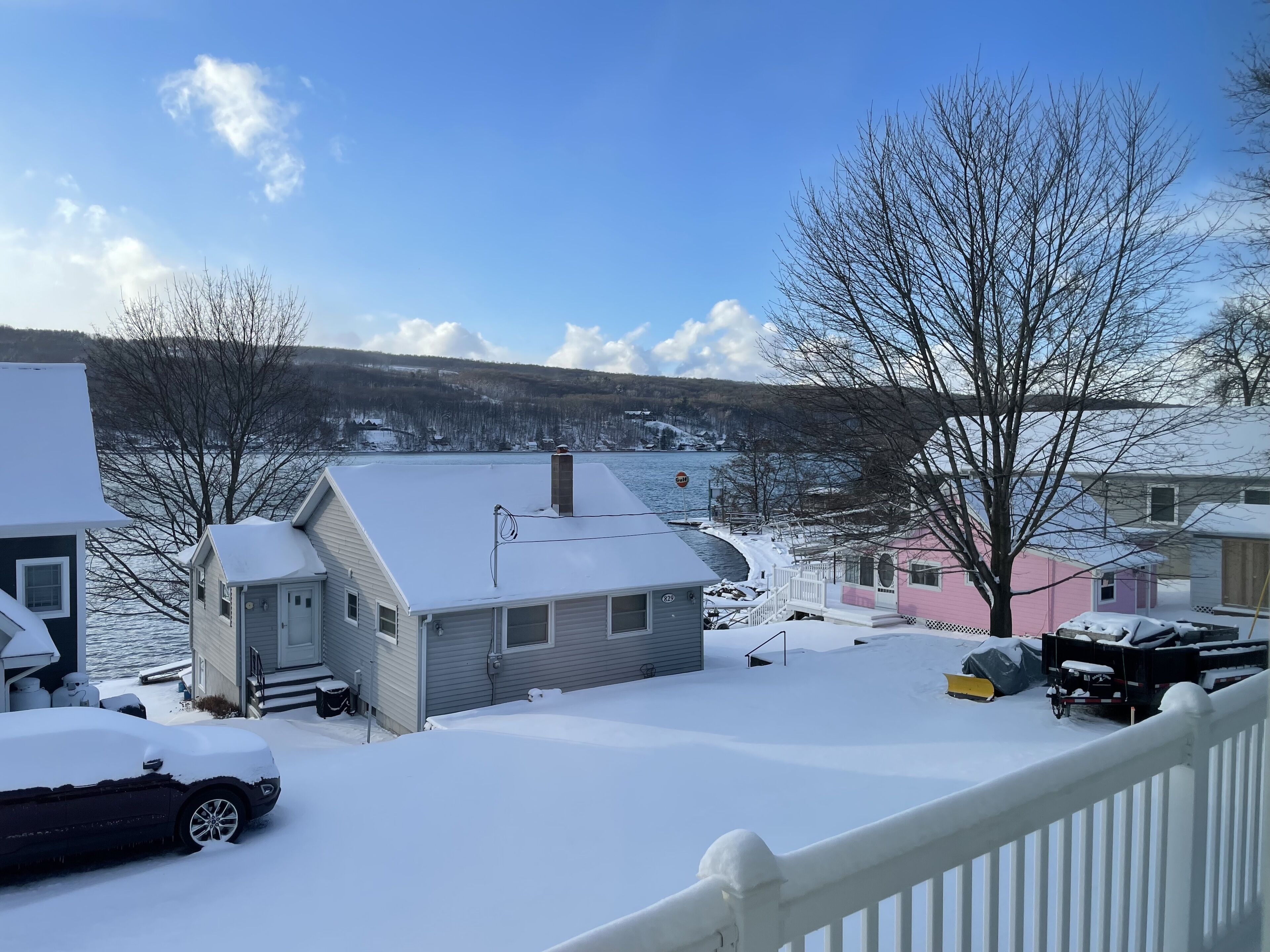 Winter deck view to the North -  notice the old Gulf sign