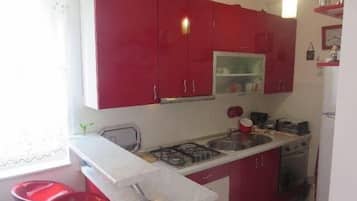 Kühlschrank, Mikrowelle, Herdplatte, Toaster