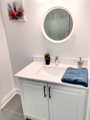 淋浴设施、吹风机、毛巾、肥皂